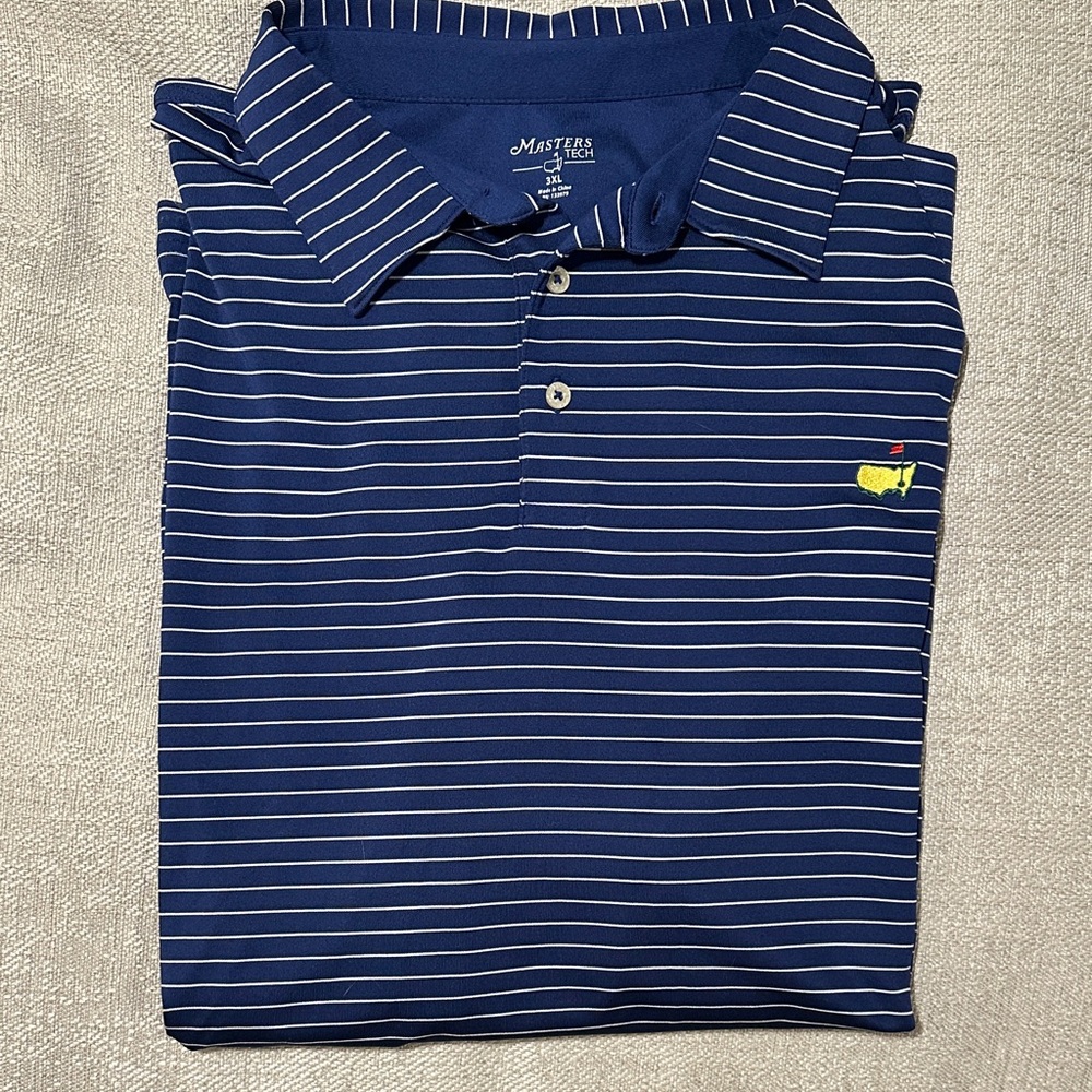Masters Navy and White Striped Polo Shirt